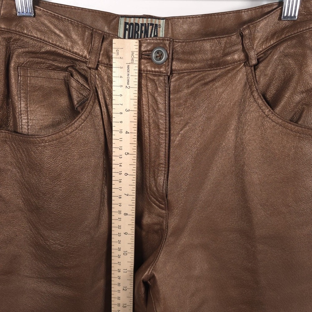 FORENZA 100% LEATHER Soft High Waist Bronze Lined Pants VTG‎ 1-9336-7 Size 8 - Picture 4 of 10